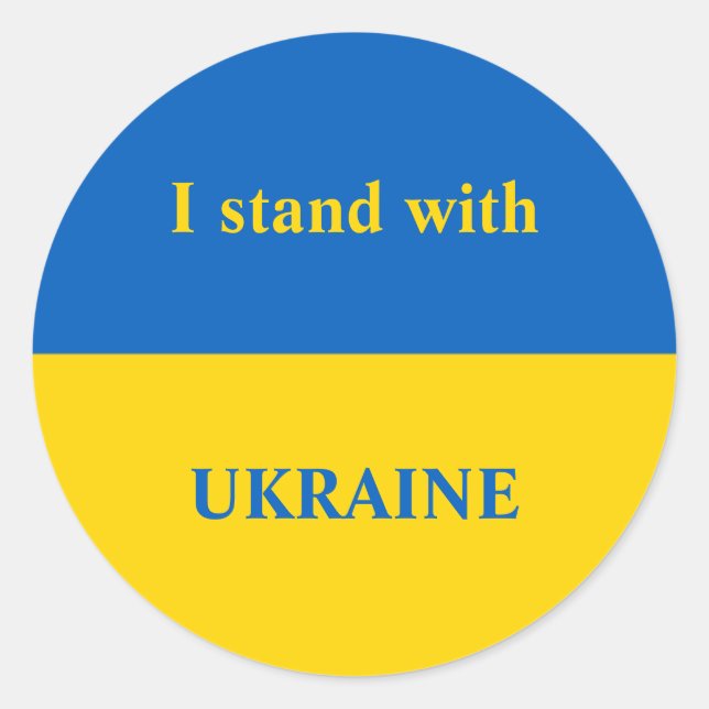 Ukraine unterstützt gelbe Flagge Runder Aufkleber (Vorderseite)