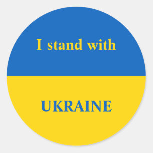 Ukraine unterstützt gelbe Flagge Runder Aufkleber