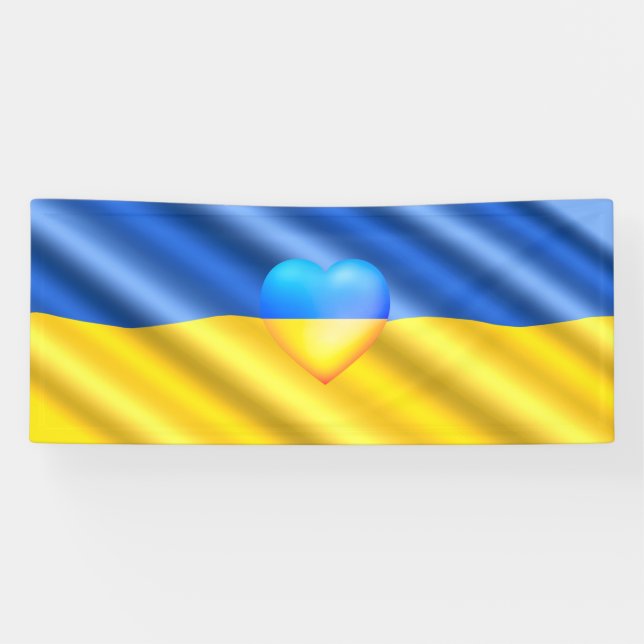 Ukraine - Unterstützung - Frieden - ukrainische Fl Banner (Horizontal)