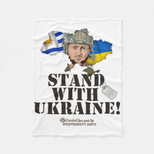 Ukraine Uruguay-Flaggen Selenskyj Steht mit der Uk Fleecedecke