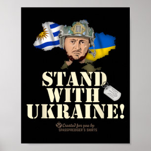 Ukraine Uruguay-Flaggen Selenskyj Steht mit der Uk Poster