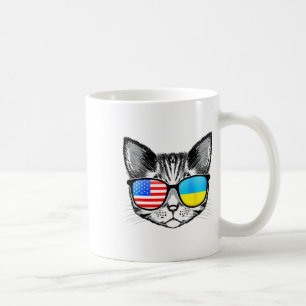 Ukraine US-Flagge Wurzeln Katze Ukrainisch Amerika Kaffeetasse