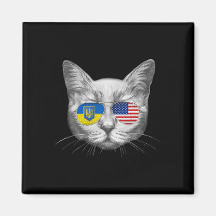 Ukraine Us Flagge Wurzeln Katze Ukrainisch Amerika Magnet