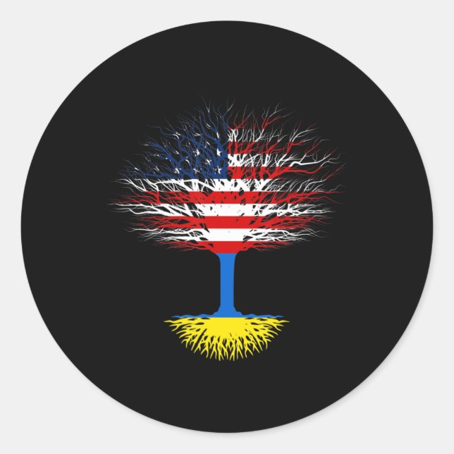Ukraine USA Flagge Ukrainische Roots US-Bürger Runder Aufkleber (Vorderseite)