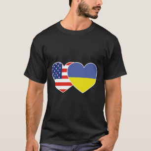 Ukraine USA-Flagge Zwillings-Herz-T-Shirt für Ukra T-Shirt