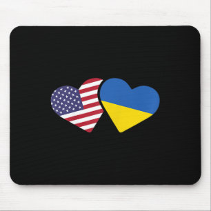 Ukraine USA-Flaggen T-Shirt Herz Ukrainisch Amerik Mousepad