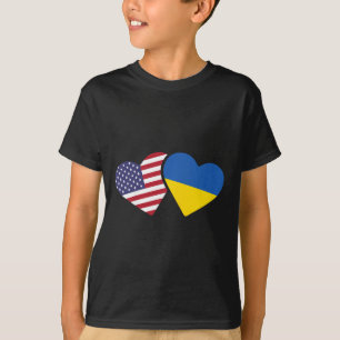 Ukraine USA-Flaggen-T-Shirt Herz Ukrainisch-Amerik T-Shirt