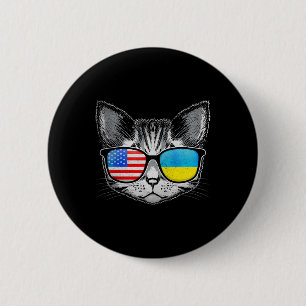 Ukraine USA Flaggenwurzeln Katze Ukrainischer Amer Button