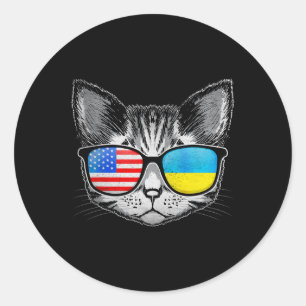 Ukraine USA Flaggenwurzeln Katze Ukrainischer Amer Runder Aufkleber