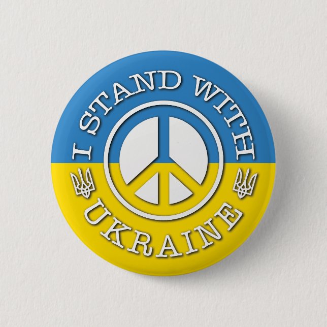 Ukraine-Wappen Flagge Blaue Gelbe Taste für Friede Button (Vorderseite)