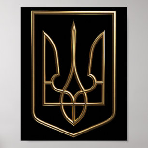 Ukraine-Wappen Gervalkon Dreizack mit Wappen  Poster