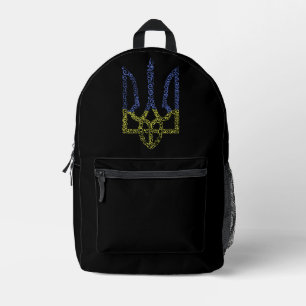 Ukraine-Wappen-Trident-Trendsub-Spiralmuster Bedruckter Rucksack