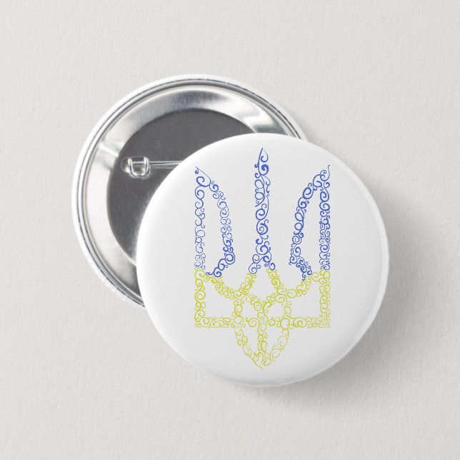 Ukraine-Wappen-Trident-Trendsub-Spiralmuster Button (Vorne & Hinten)