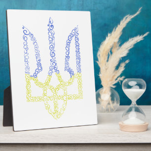 Ukraine-Wappen-Trident-Trendsub-Spiralmuster Fotoplatte