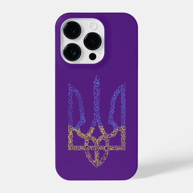 Ukraine-Wappen-Trident-Trendsub-Spiralmuster iPhone 14 Pro Hülle (Rückseite)