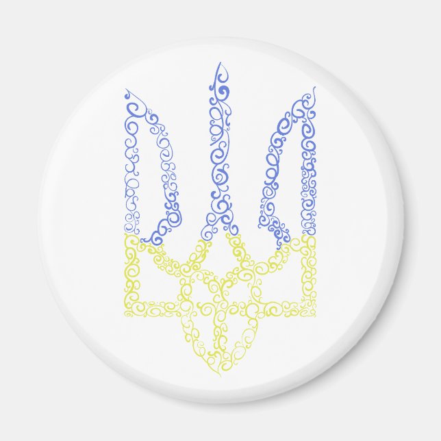 Ukraine-Wappen-Trident-Trendsub-Spiralmuster Magnet (Vorne)