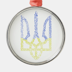 Ukraine-Wappen-Trident-Trendsub-Spiralmuster Ornament Aus Metall