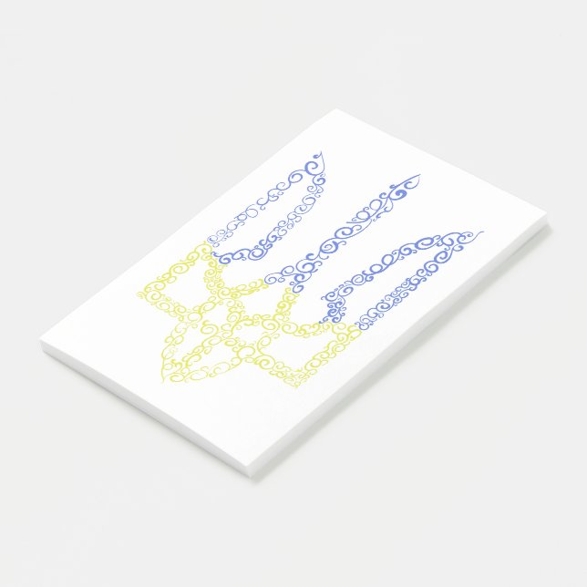 Ukraine-Wappen-Trident-Trendsub-Spiralmuster Post-it Klebezettel (angewinkelt)