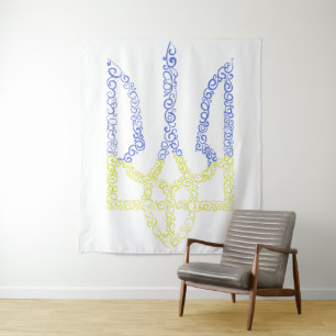 Ukraine-Wappen-Trident-Trendsub-Spiralmuster Wandteppich