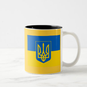 UKRAINE-Wappen und Flagge Zweifarbige Tasse