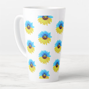 Ukraine Wasserfarbe Sonnenblume blau gelbe Flagge Milchtasse