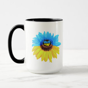 Ukraine Wasserfarbe Sonnenblume blau gelbe Flagge Tasse