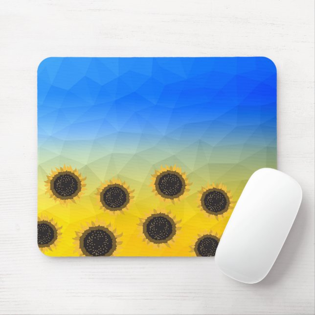 Ukraine yellow blue geometry mesh pattern Flowers Mousepad (Mit Mouse)