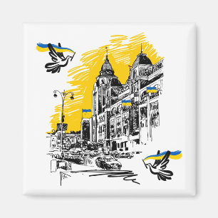 Ukraine zeichnend Hintergrund Magnet