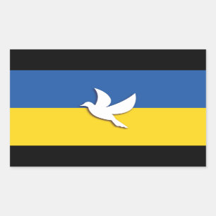 UKRAINE ZWEIFARBIGE FRIEDENS-TAUBE BLAUE GELBE FLA RECHTECKIGER AUFKLEBER