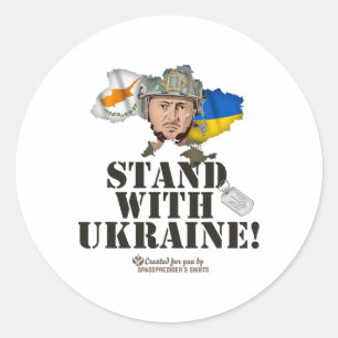 Ukraine Zypern Flaggen Selenskyj Stand With Ukrain Runder Aufkleber