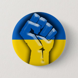 UKRAINEflagge und -FAUST für solidarität Button