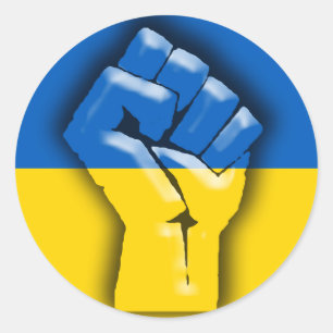 UKRAINEflagge und -FAUST für solidarität Runder Aufkleber