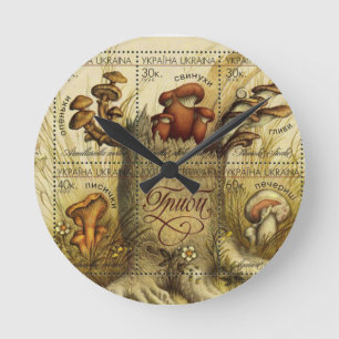 Ukrainer Hryb (Pilz) Briefmarken-Blatt Runde Wanduhr