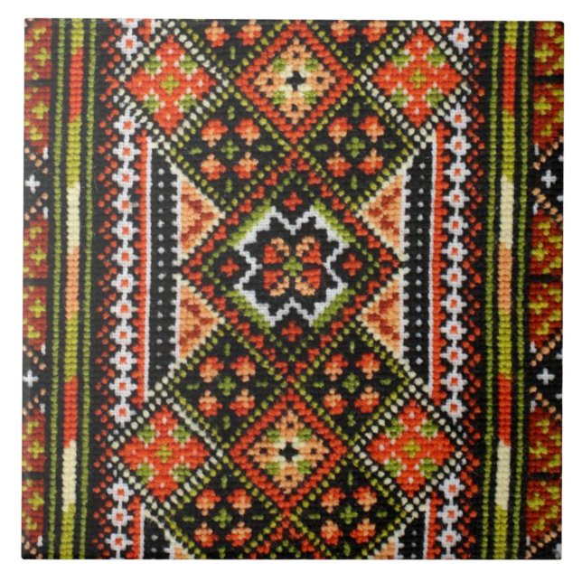 Ukrainer Vyshyvanka Rushnyk Stickerei Fliese (Vorderseite)