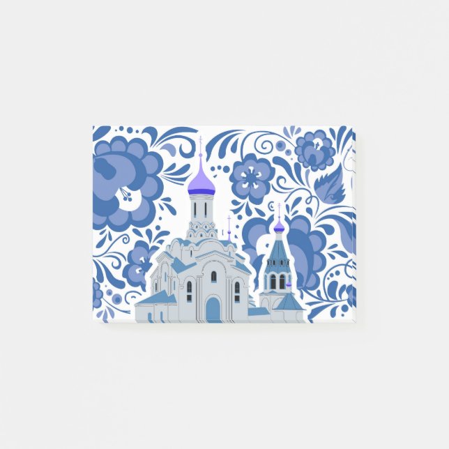 Ukrainian Churches of Kiev Blue and White Post-it Klebezettel (Vorderseite)