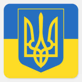 Ukrainian Coat of Arms. Trident. Truzyb. Sheet of Quadratischer Aufkleber