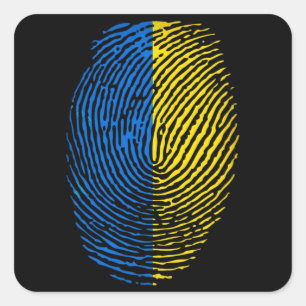 Ukrainian DNA blue yellow fingerprint Quadratischer Aufkleber