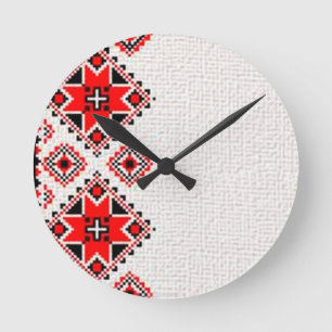 Ukrainian embroidery runde wanduhr