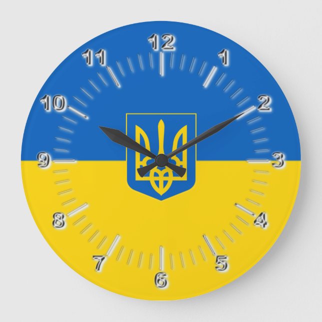 Ukrainian flag-Coat of arms Große Wanduhr (Vorderseite)