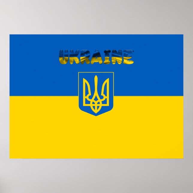 Ukrainian flag-Coat of arms Poster (Vorne)