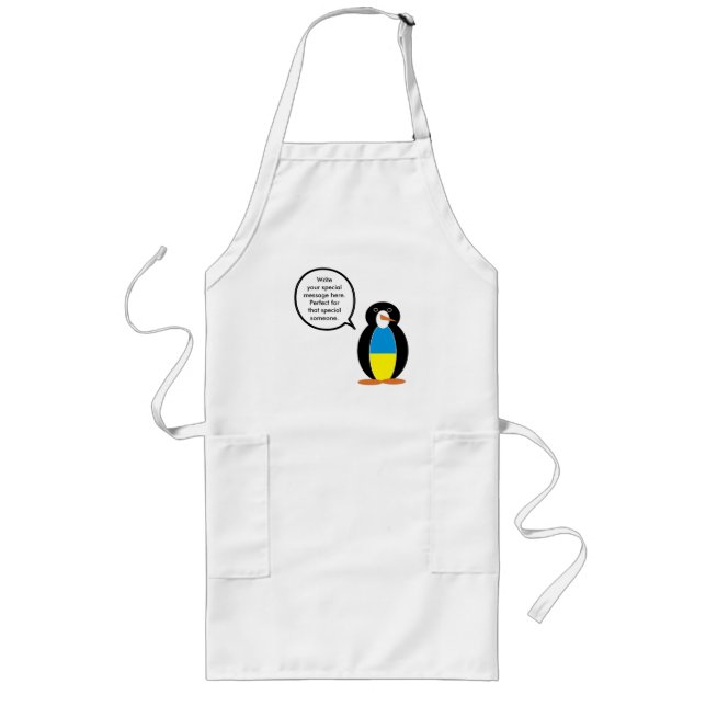 Ukrainian Flag Talking Ms. Penguin Lange Schürze (Vorne)