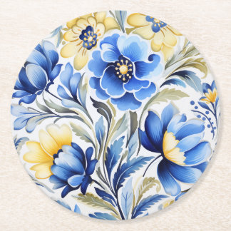 Ukrainian folk art pattern runder pappuntersetzer