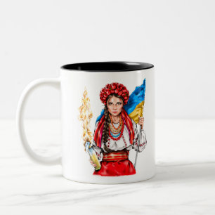 Ukrainian Girl Fighting for Freedom Zweifarbige Tasse