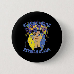 Ukrainian Slava Ukraini T-Shirt Ukraine Sonnenblum Button