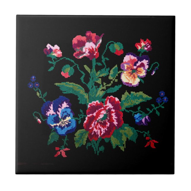 Ukrainian traditional vushuvanka folk art pattern fliese (Vorderseite)