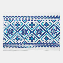 Ukrainian traditional vushuvanka folk pattern blue geschirrtuch