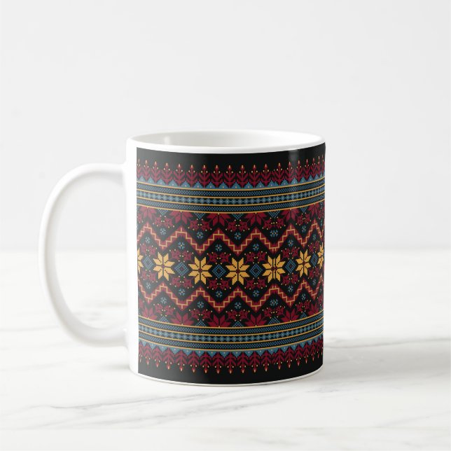 Ukrainian traditional vushuvanka folk pattern red kaffeetasse (Links)