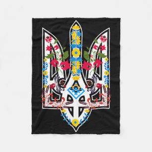 Ukrainian Trysub Sonnenblume Retro Floral Ukraine Fleecedecke