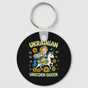 Ukrainianisches Einhorn Königin Mädchen Sonnenblum Schlüsselanhänger