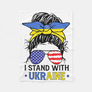 Ukrainisch Amerikanische Flagge Ich stehe hinter d Fleecedecke